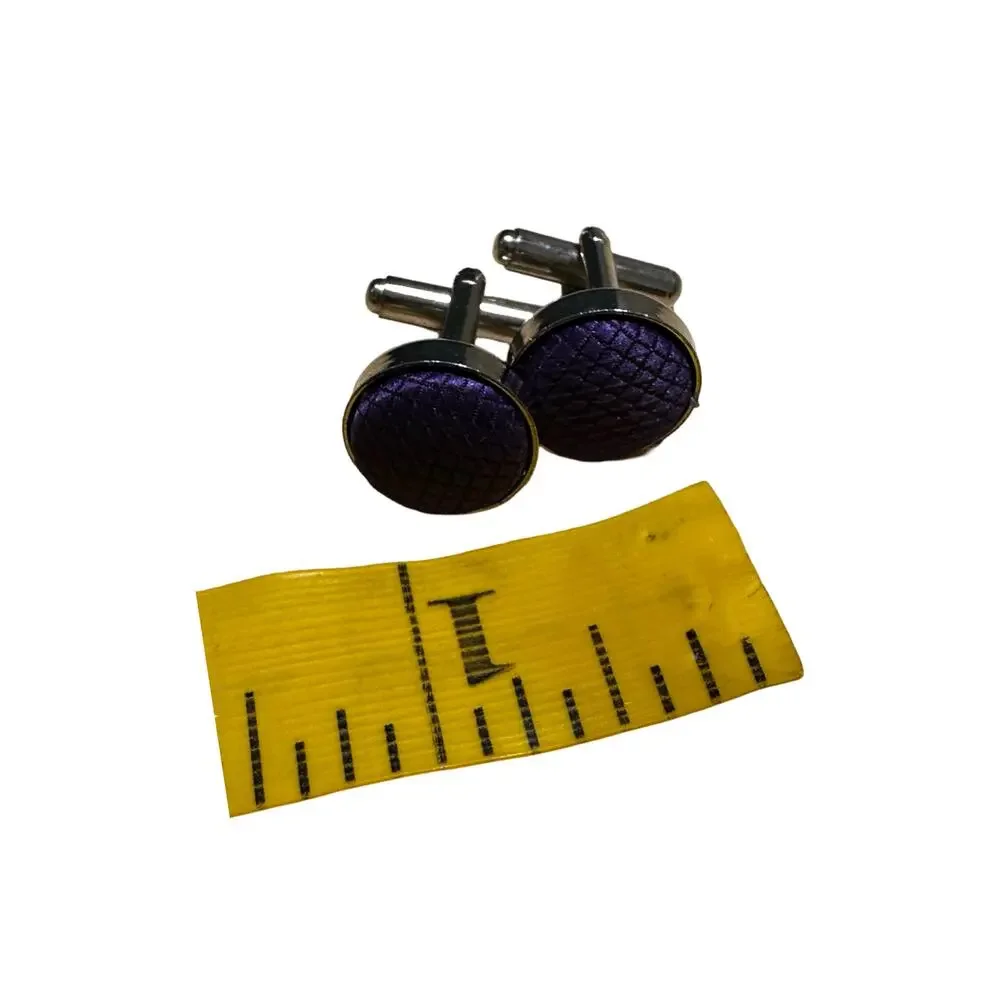 Two Pairs of Fabric Button Cuff Links in Red and Purple